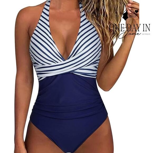 CharmLeaks Cross Front Halter One Piece Swimsuit Size XXL - Picture 1 of 5